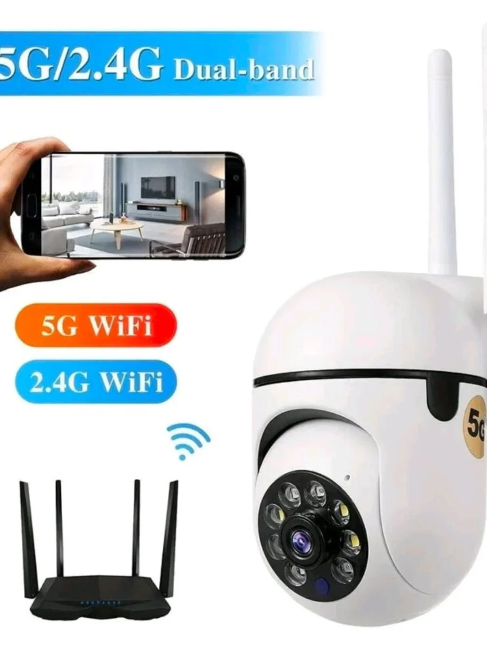 Wireless 360 Smart Surveillance Camera/2-Way Audio/Motion Detection/Night Vision